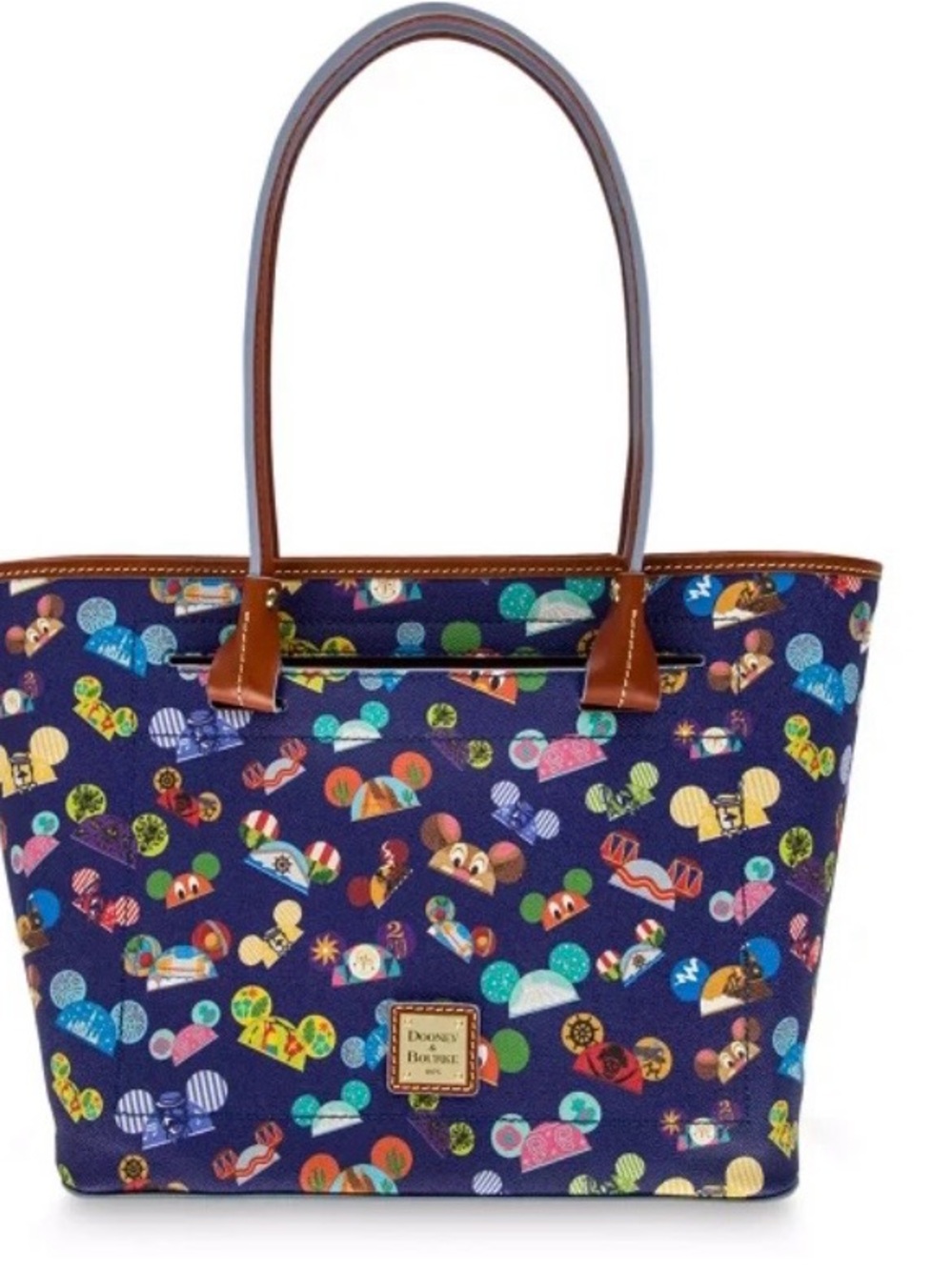 Dooney & Bourke Navy Tote with Multicolor Mickey Ear Print